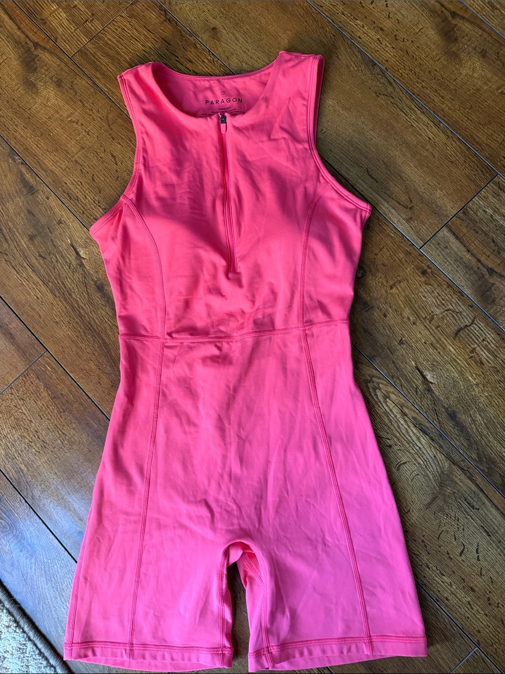 PARAGON Womne Hot Pink Athletic Romper with Front Zip